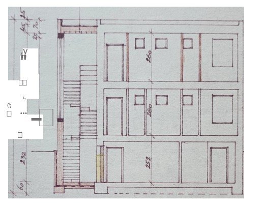 Archivní výkres – řez A, vila Rektorská, Praha 10 – Malešice