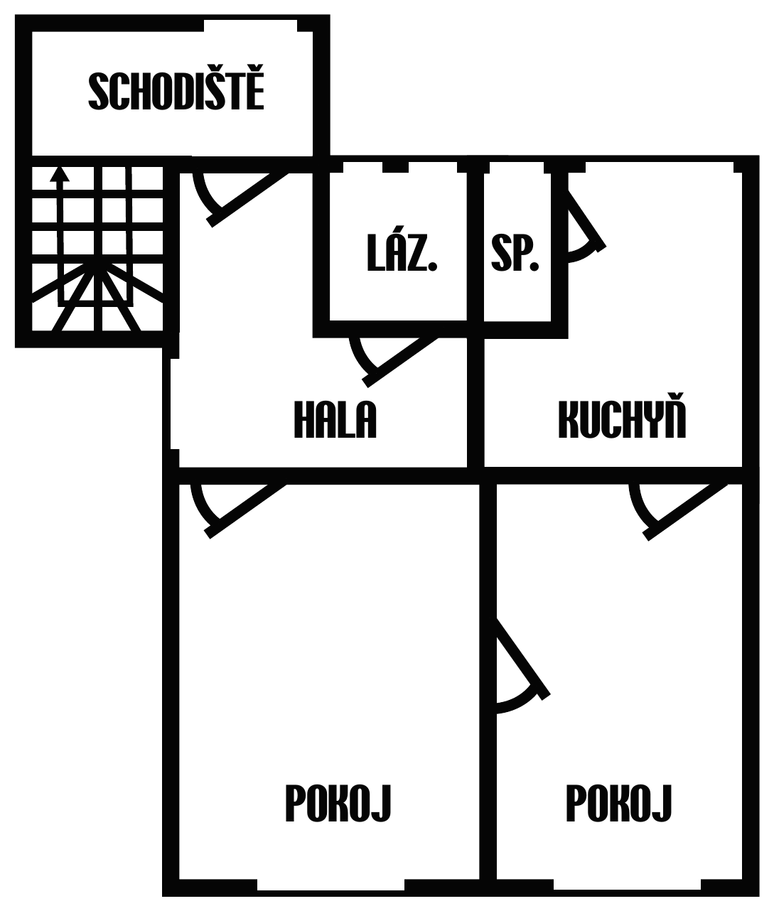 Půdorys – patro, vila Rektorská 531/26, Praha 10 – Malešice