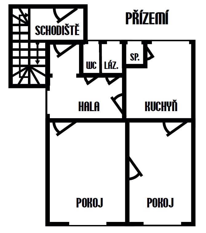 Půdorys – přízemí, vila Rektorská 531/26, Praha 10 – Malešice